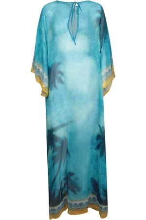 Casablanca Caustic Emblem Kaftan Dress In And Gold