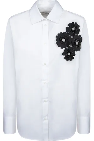 Msgm Shirt With Black Floral Appliquãs
