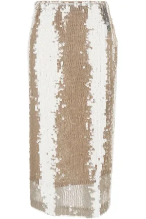 FEDERICA TOSI Colored Skirt With Mesh Design And All-over Sequins In Tech Fabric Woman