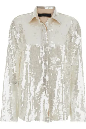 FEDERICA TOSI Shirt With Mesh Design And All-over Applied Sequins In Tech Fabric Woman