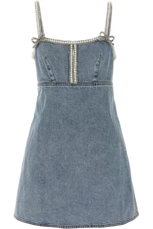 Self-Portrait Light Blue Denim Pearl Mini Dress Dress