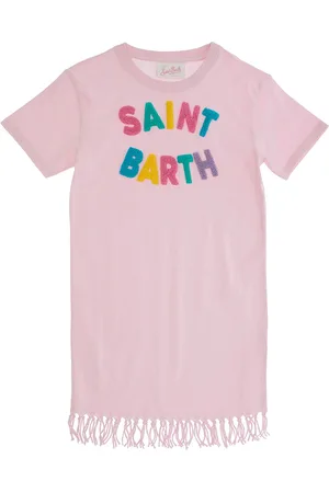MC2 SAINT BARTH Abbey Dress With Round Neck And Logo Lettering Embroidery On The Front In Cotton Girl