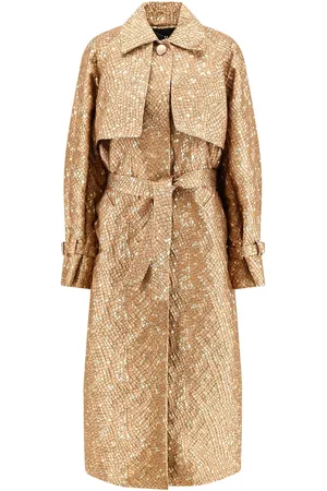 Max Mara Salsa Oversize Jacquard Fabric Trench With Mosaic Effect