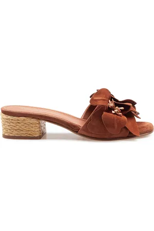 Paloma Barceló Suede Slide With Applied Flower