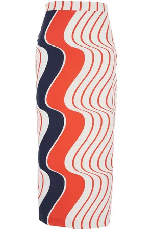 Msgm Skirt With Pencil Design And All-over Printed Motif In Fabric Woman