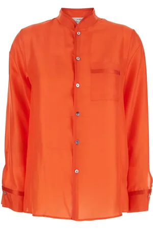 FORTE FORTE Forte_Forte habotai Shirt With Mandarin Collar And Chest Pocket In Silk Woman