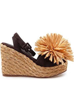 Paloma Barceló Paloma Carlina Sandal In Suede With Raffia Flower