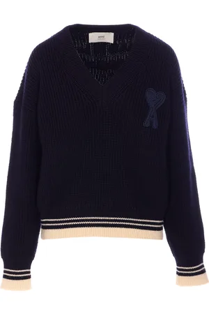 Ami Ribbed V Neck Sweater