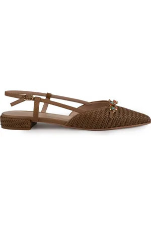Twin-Set Raffia Sandal With Jeweled Clamp