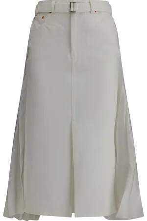 SACAI Denim Plissè Midi Skirt