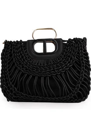 Twin-Set Black Leather Effect Woven Bag