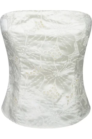 GENNY Floral Stretch Satin Strap Top