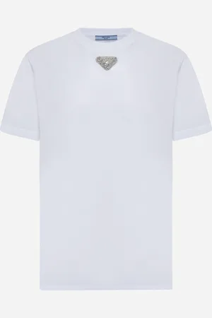 Prada Rhinestones Plaque Cotton T-shirt