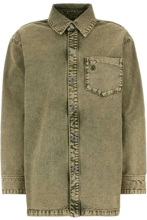 Ami Army Green Denim Oversize Shirt