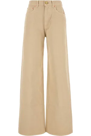 Blazé Milano Beige Denim Nariida Wide-leg Jeans
