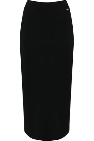 FAY Technical Viscose Longuette Skirt Black