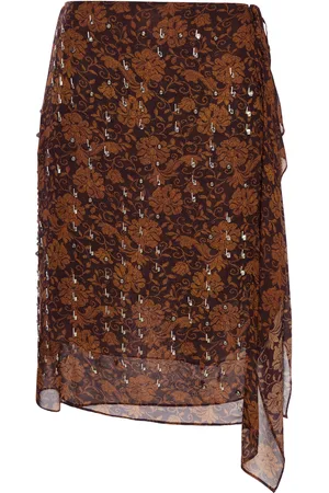 DRIES VAN NOTEN Floral Skirt With Studs Applied