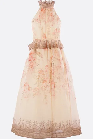 ZIMMERMANN Illuminate Midi Dress In Linen And Silk
