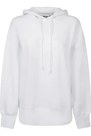 Msgm Felpa Hoodie Logo Penellato Bianco