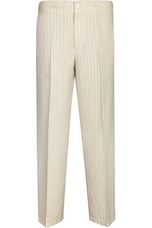 COSTUMEIN Cream Striped Cotton Trousers