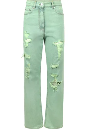 Msgm Jeans Destroyed Colored Verde