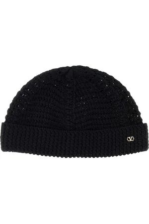 VALENTINO GARAVANI Black Crochet Beanie