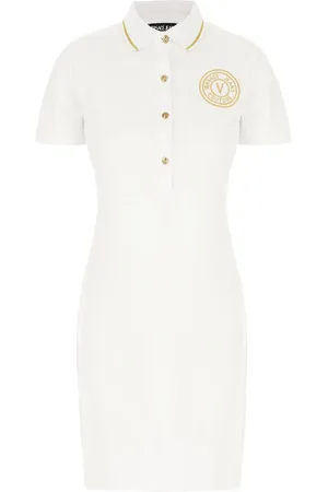 VERSACE White Piquet Polo Dress