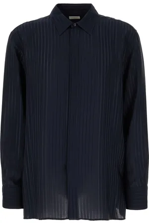 Saint Laurent Navy Blue Silk Shirt