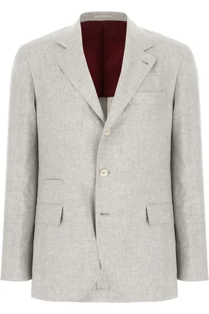 Brunello Cucinelli Melange Grey Silk Blend Blazer