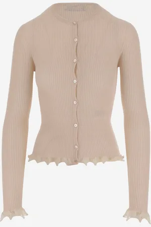 BLUMARINE Ribbed Cardigan With Lamé Scalloping