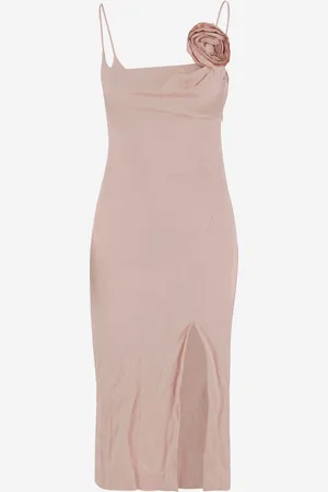 BLUMARINE Crinkled Satin Dress With 3d Rose
