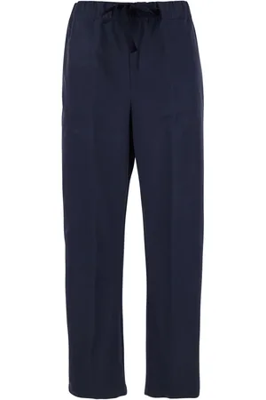 SEMICOUTURE Buddy Blue Pants With Drawstring Waist In Cotton Woman