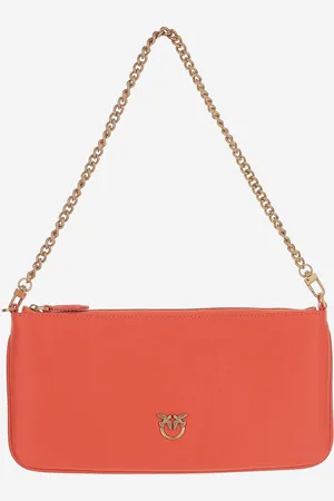 Pinko Leather Clutch Bag With Logo