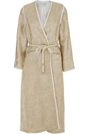FORTE FORTE Forte_Forte twinkle Coat With V-neck On The Front And Adjustable Waist Belt In Lurex Woman