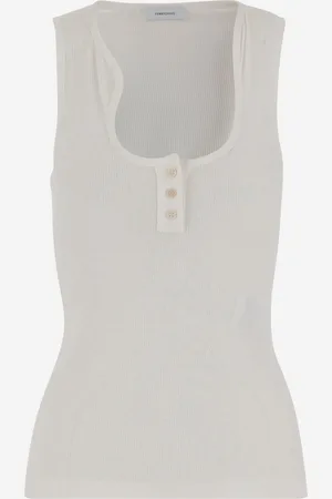 Salvatore Ferragamo Cotton Tank Top With Shaped Neckline