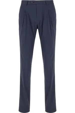 corneliani Navy Blue Stretch Cotton Blend Pants