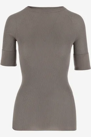 Sa Su Phi Silk Top With Short Ribbed Sleeves