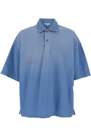 J.W.Anderson J. W. Anderson Blue Oversize Polo Shirt With Logo Lettering On The Front And Logo Detail In Cotton Man