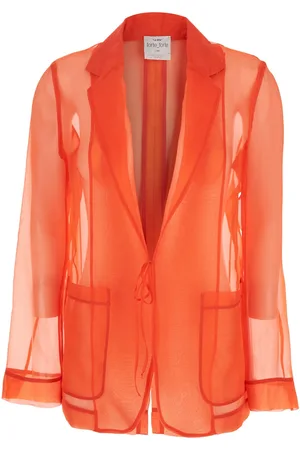 FORTE FORTE Forte_Forte Jacket With Classic Lapels And Patch Pockets On The Front In Semi-transparent Silk Woman