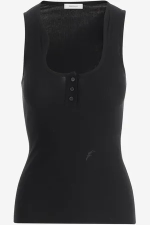 Salvatore Ferragamo Cotton Tank Top With Shaped Neckline