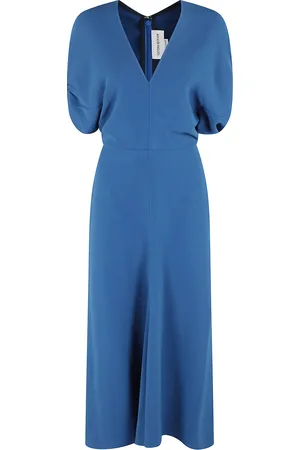 Victoria Beckham Blouson Detail Midi Dress