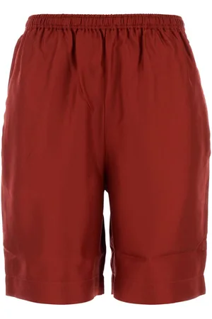 Loulou Studio Red Silk Zinnia Bermuda Shorts