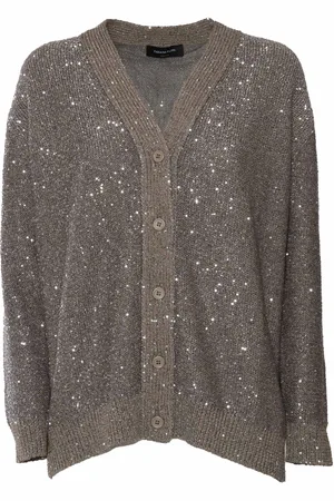 Fabiana Filippi Sequin Cotton Ribbon V Neck Cardigan