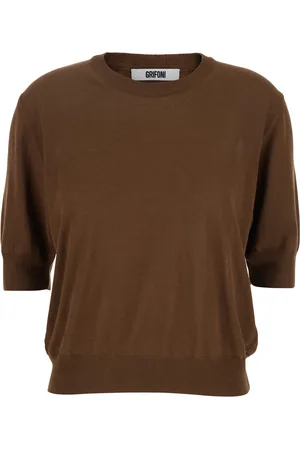 Mauro Grifoni Crewneck Sweater With Dropped Shoulders In Cotton And Silk Blend Woman
