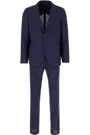 LARDINI Navy Blue Wool Blend Suit