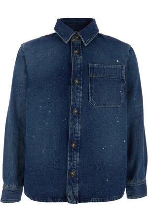 A.P.C. A. P.C. basile Blue Shirt With Chest Pocket And All-over Paint Effect In Cotton Man