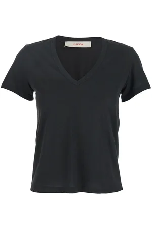 Jucca T-shirt With Wide V-neck And Short Sleeves In Cotton Woman