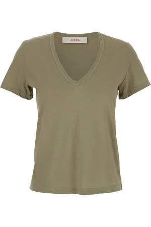 Jucca T-shirt With Wide V-neck And Short Sleeves In Cotton Woman