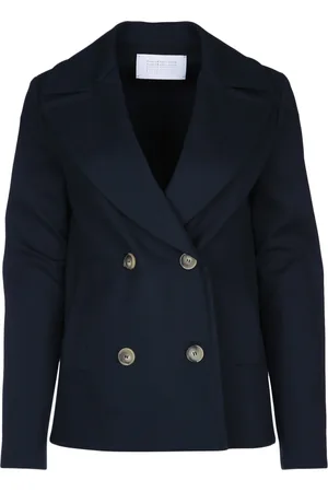 Harris Wharf London Women Peacoat Diagonal Crafted With Loro Piana Fab