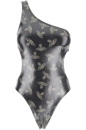 Vivienne Westwood One-shoulder Swimsuit With All-over Orb Print And Cut-out Detail In Tech Fabric Stretch Woman